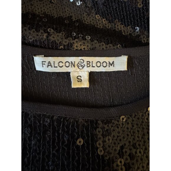 Falcon & Bloom Black Sequin Long Sleeve Top Shirt Blouse Size S Evening Occasion - Picture 4 of 6
